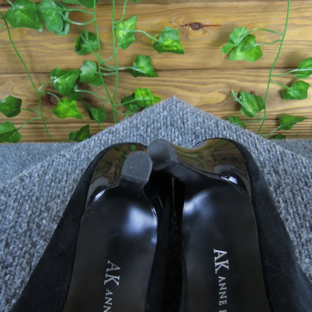 Anne Klein Twinterlyn Women 8.5 Black Suede Buckle Ankle Boots Classic‎ Style